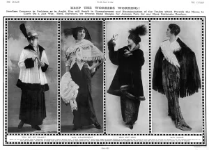 Parisian Prints: Keep the Workers Working, Buying fur coats during WW1