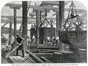 Works Prints: The works for the London, Chatham and Dover Railway Bridge at Blackfriars, London