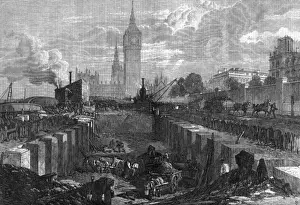 May17 Prints: Works of Metropolitan District Railway on Thames Embankment