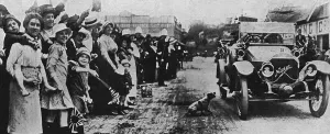 Driving Prints: Wounded Australian troops are paraded through the streets of