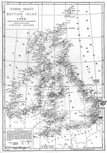 Marked Prints: Wreck Chart of the British Isles For 1868