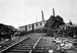 Coaches Prints: The wreck of the Flying Welshman near Llanelly. Debris of th