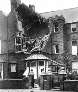 Lonsdale Prints: Wrecked by a German naval shell: A house in Lonsdale Road, Scarborough