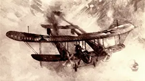 Biplane Prints: WW1 - Double-sized German biplane debut over Poelcappelle