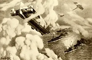 Firing Prints: WW1 - German aircraft views the English Navy - North Sea