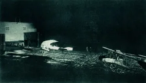 Report Prints: WW1 - German airfield lit up by searchlights