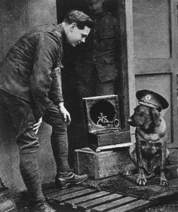 November Prints: WW1 mascots: a war dog, wearing a cap