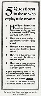 Enlist Prints: WW1 recruitment: employers encourage servants to enlist, 1915
