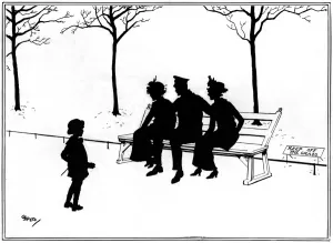Bench Prints: WW1 silhouette - soldier in the park