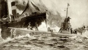 Fourteen Prints: WW1 - U-14 rammed by British steam trawler, the Oceanic II