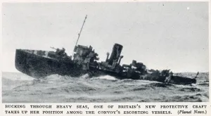Wwii Prints: WW2 - Corvette bucking through heavy Atlantic Seas