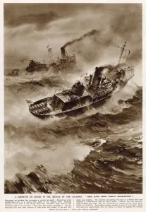 Wwii Prints: WW2 - Corvette on guard - The Battle of the Atlantic