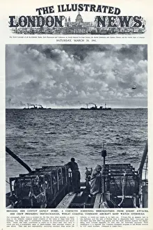 Wwii Prints: WW2 - Corvette Screening Merchantmen from Enemy attacks