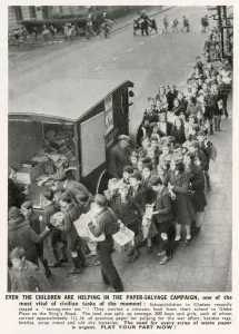 Chelsea Prints: WW2 - Home Front - Schoolchildren in Chelsea, London take part in a paper-salvage campaign