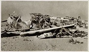 Wwii Prints: WW2 - The wreckage of a group of Italian Fighters and Bombers - Western Desert. Date: 1941