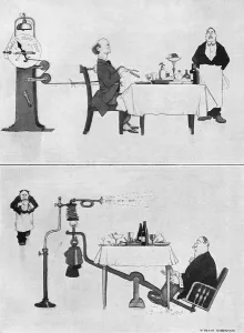 Restaurant Prints: A (Y)appy Idea! by William Heath Robinson, WWI rationing
