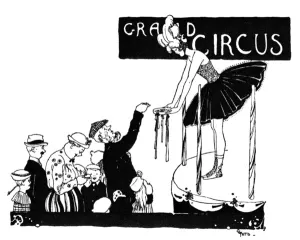 Dish Prints: Young lady taking money from audience at the grand circus