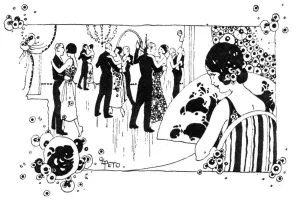 Ballroom Prints: Young lady watching the couples dancing at a Grand Ball
