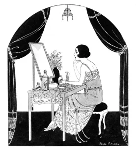 Mademoiselle Prints: Young stylish lady sitting at her dressing table
