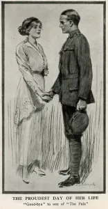 Hands Prints: Young woman saying goodbye to soldier, WW1