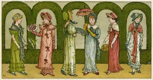 Straw Prints: Young women, Kate Greenaway 1879
