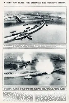 News Prints: The Zeebrugge raid enacted in the Admiralty Theatre at Wembley in 1924. Date: 1924