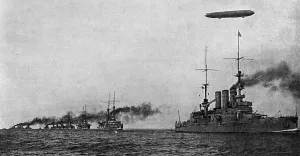 Observation Prints: Zeppelin with German fleet, WW1