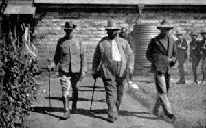 Trial Prints: Zulu war. Dinizulus slovenly kraal at Usutu. Dinizulu being