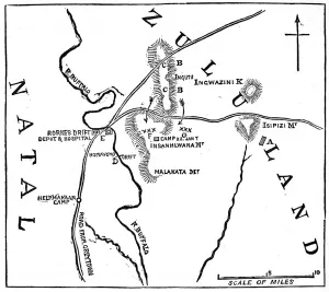 July Prints: The Zulu war. Sketch of the positions of the forces engaged