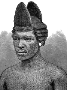 July Prints: Zulu war. Zulu dandies, showing the modes of wearing their h