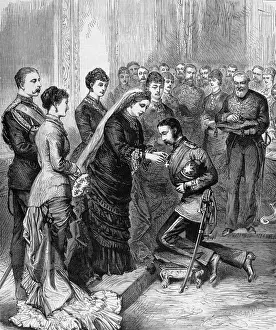 July Prints: Zulu wars. Queen Victoria decorating officers engaged in